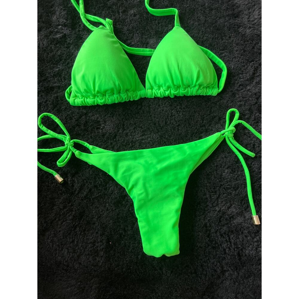 Brazilian Bikini Fluorescent Green Size L adjustable